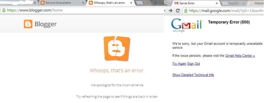 500 server error in google