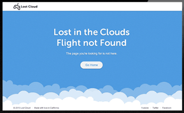 Lost in cloud 404 error page