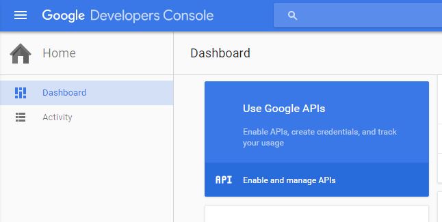 Create google developer API